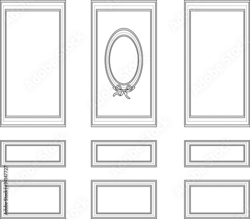 Decorative frames for walls or backgrounds. Interior design decoration panels...