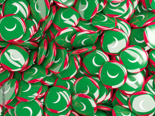 Background with round pins with flag of maldives