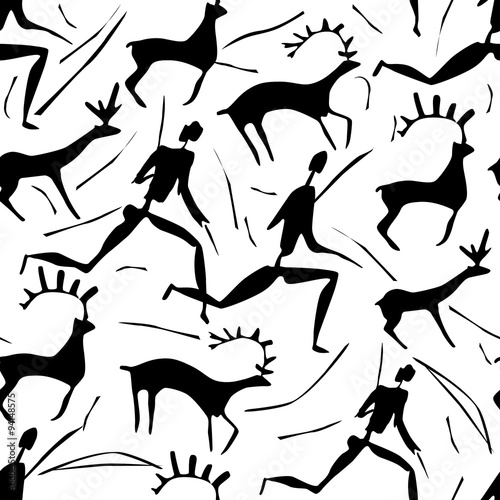 Seamless ornament African petroglyphic art