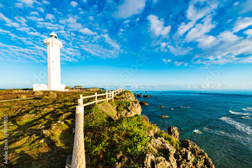 Sea, lighthouse, landscape. Okinawa, Japan, Asia.