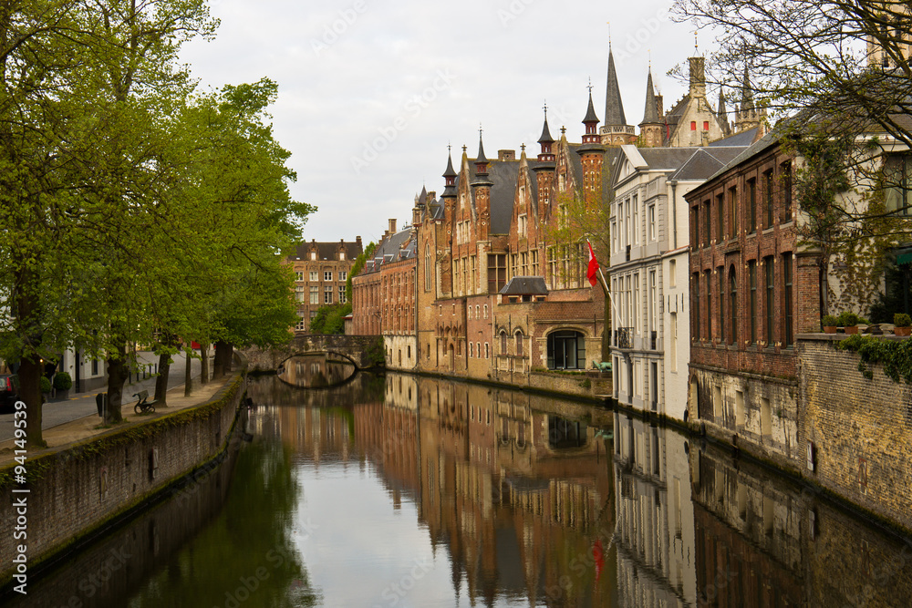 Idyllic medieval town of Bruges, Belgium with its canals