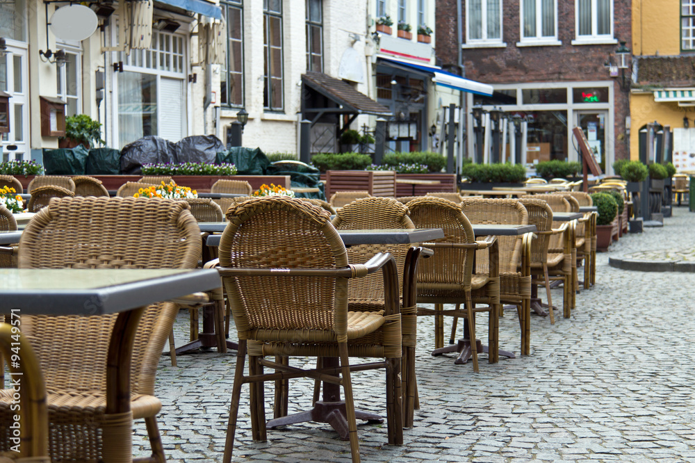 Outdoor patio tables and chairs at pubs and restaurants in the t
