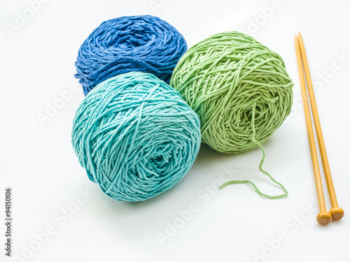 Knitting yarn isolated on white background