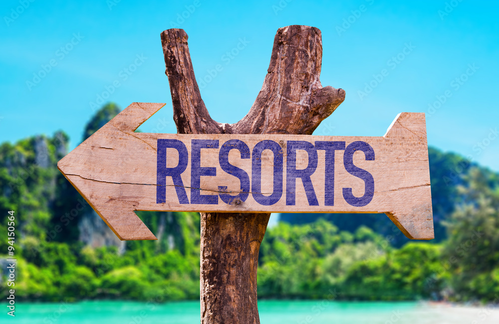 Resorts arrow with beach background
