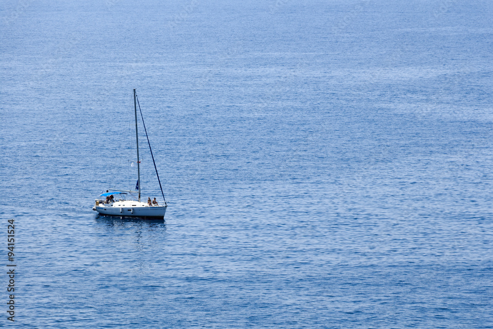 Deep blue sea seascape background with sailing boat. Deep blue sea seascape background with sailing boat.