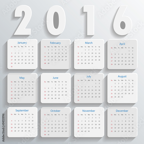 2016 Modern calendar template .Vector