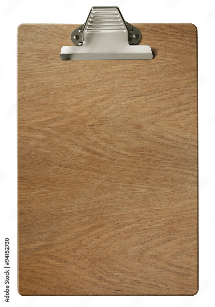 Wood clipboard isolated on white with clipping path