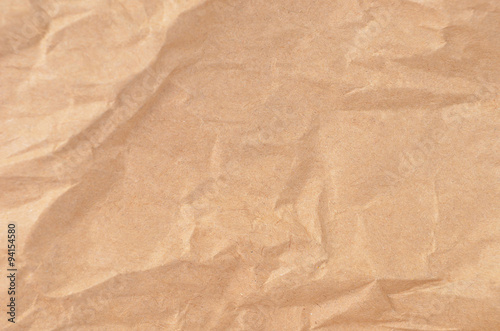 Wrinkled packaging paper background, close up, DOF