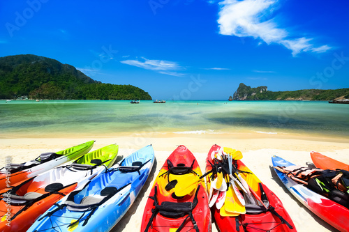 kayak in beautiful beach in Thailand © surangaw