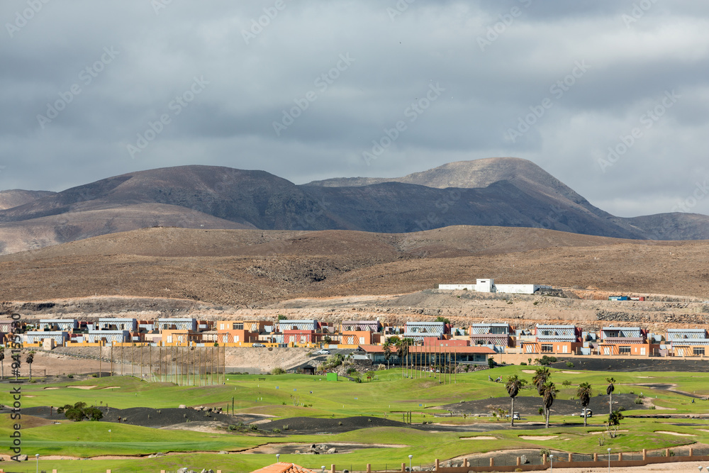 Golf course in caleta de Fuste on Fuertaventura , Canary Island, Spain