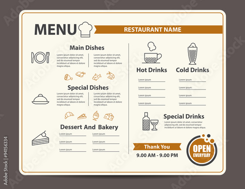 Restaurant and cafe menu design