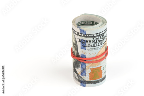 roll of american hundred dollar bills