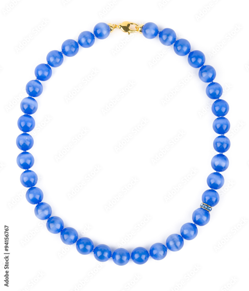 Obraz premium Blue necklace of cat's eye .
