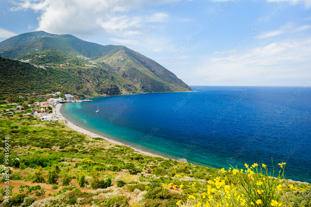 A stunning Filicudi island seashore, Sicily, Italy.