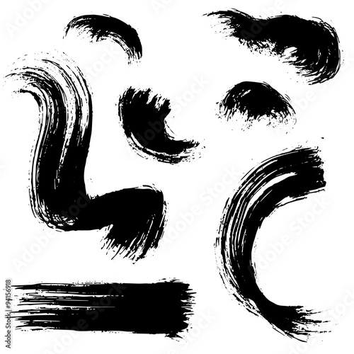 Vector set of black ink brushes, hand drawn design elements