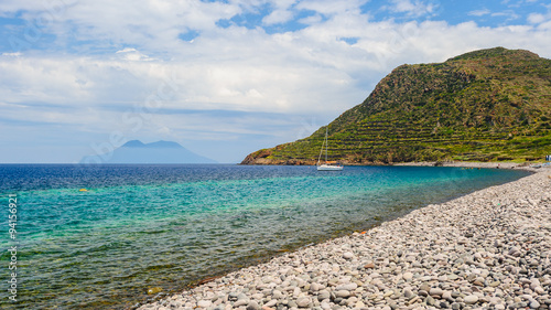Filicudi island pebble beach, Italy.
