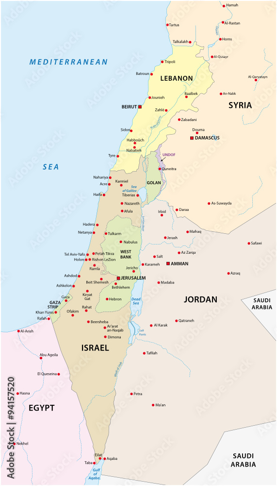 Israel and lebanon map Stock Vector | Adobe Stock