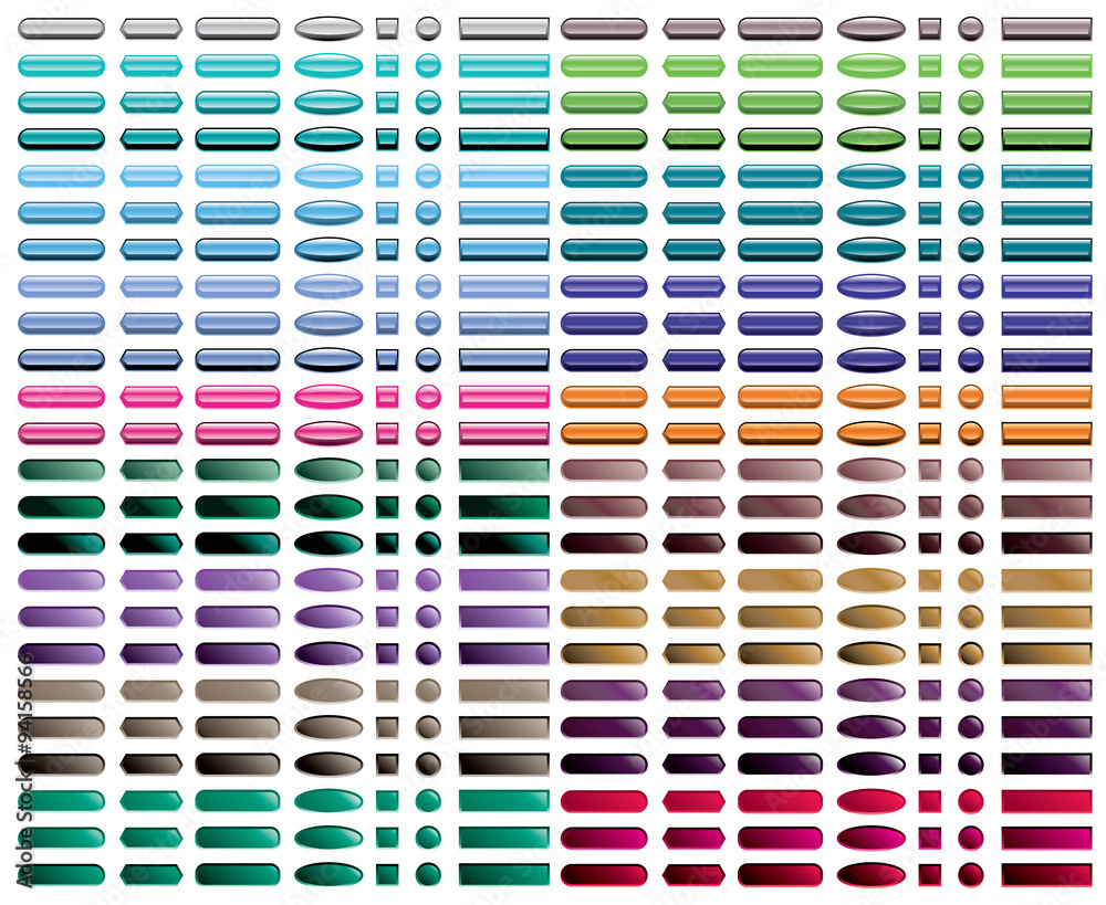A colorful set of 336 web buttons