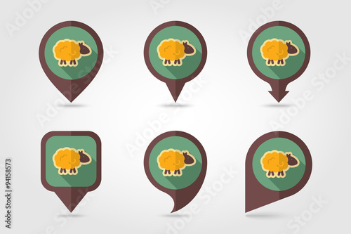Sheep flat mapping pin icon with long shadow Free Download Sheep flat mapping pin icon with long shadow - GFXLoad