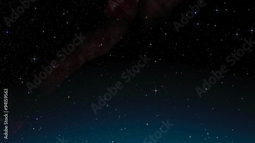 Simulated illustration of moving twinkling stars in night sky