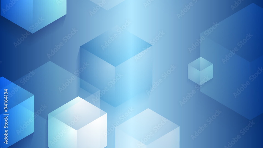 Bright blue moving cube shapes background. Seamless loop design. Video animation HD 1920x1080