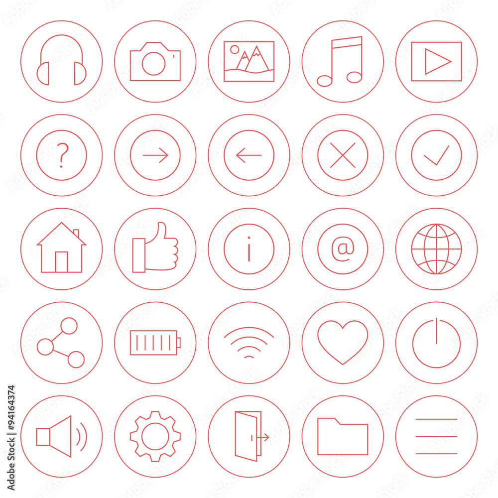 Line Circle Website and Mobile User Interface Icons Set Line Circle Website and Mobile User Interface Icons Set