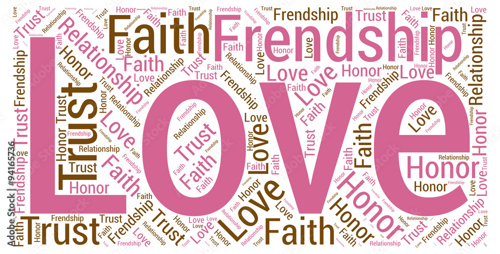 Tag Cloud with love, frendship and trust