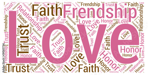 Tag Cloud with love  frendship and trust