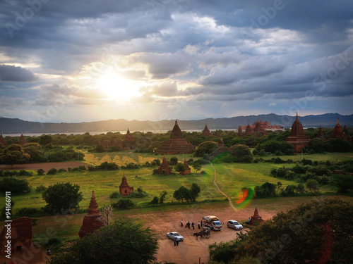 The plain of Bagan (Pagan), Mandalay, Myanmar in sunset time