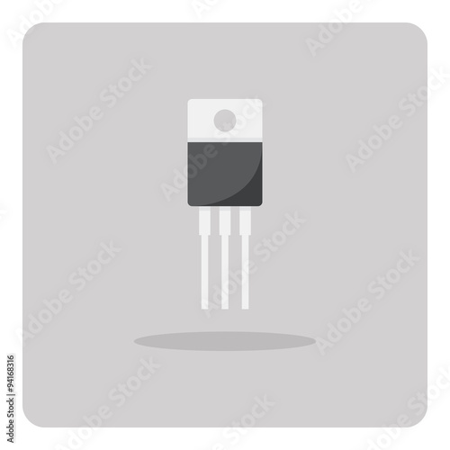 Vector of flat icon, transistor for circuits board on isolated background photo