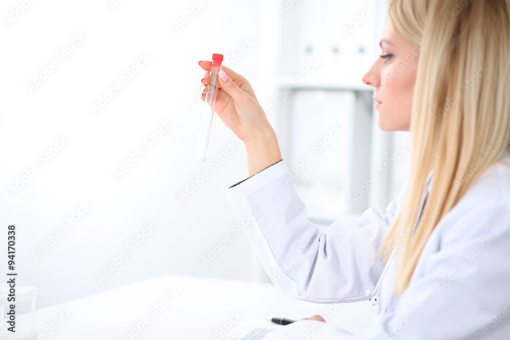 Female scientific research. in laboratory Female scientific research. in laboratory