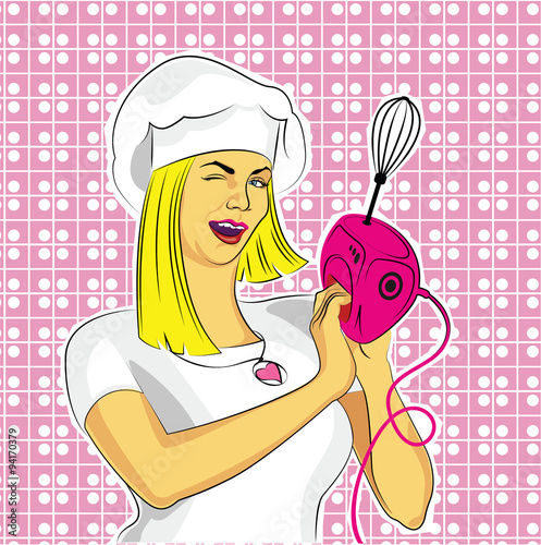 Woman with Mixer for Cooking