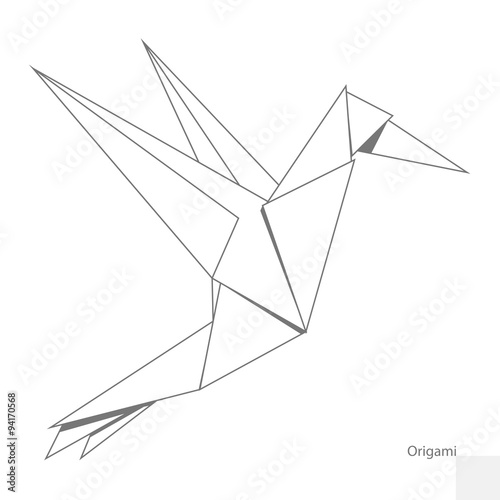 Origami paper bird vector illustration
