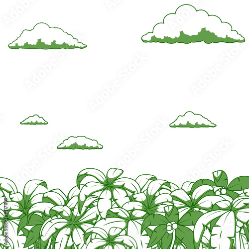 Palm and clouds background vector illustration