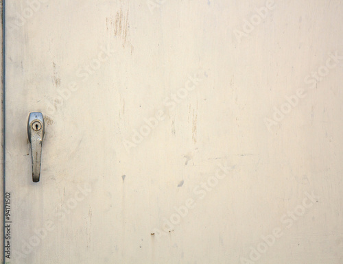 Closed door or Closed locker with grunge white background.