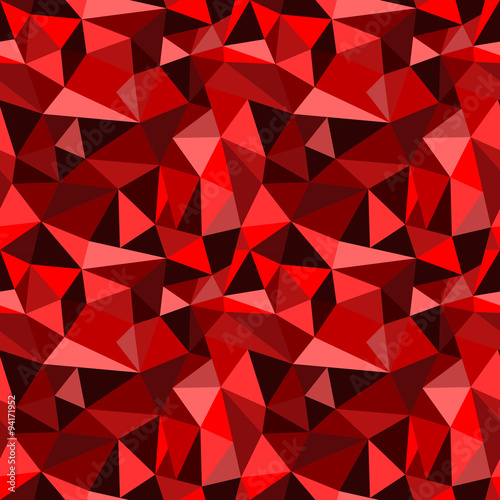 Vector seamless red abstract geometric rumpled triangular graphic background. Digital vector illustration