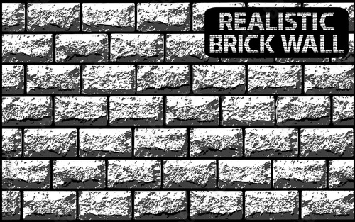 Vector realistic texture of grey contrast brick wall. Vector illustration