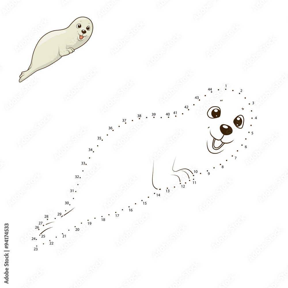 Obraz premium Learn to draw animal seal vector illustration