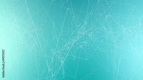 Connection wireframe structure with particles animation blue