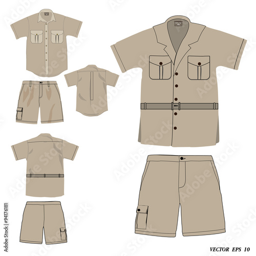 Collection of dress safari style, Vector illustration