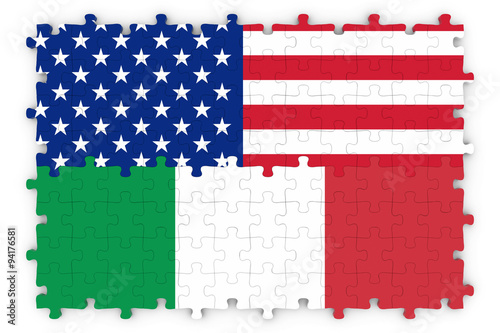 Italian American Concept Image - Flags of Italy and the United States of America Jigsaw Puzzle