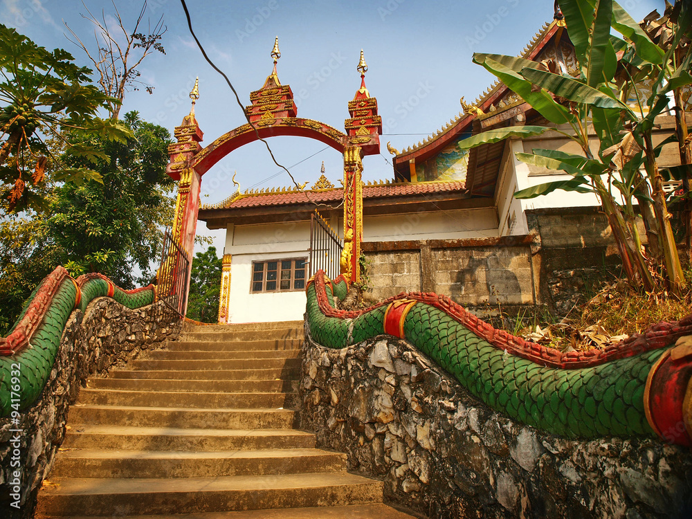 Fototapeta premium Temple, staircase, Laos, Luang Prabang