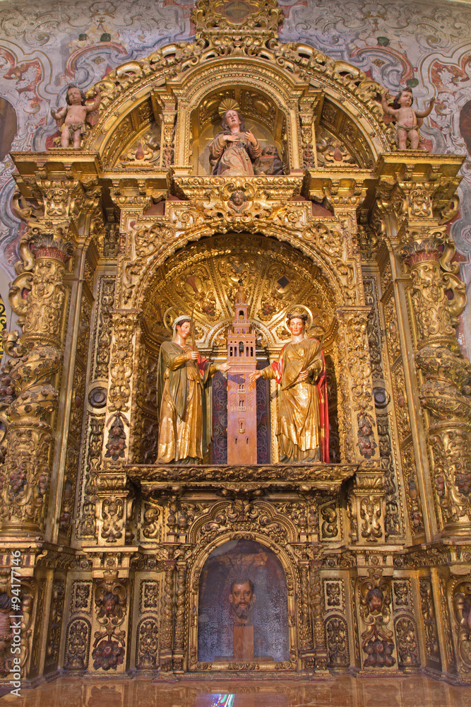 Seville - side altar in baroque Church of El Salvador 