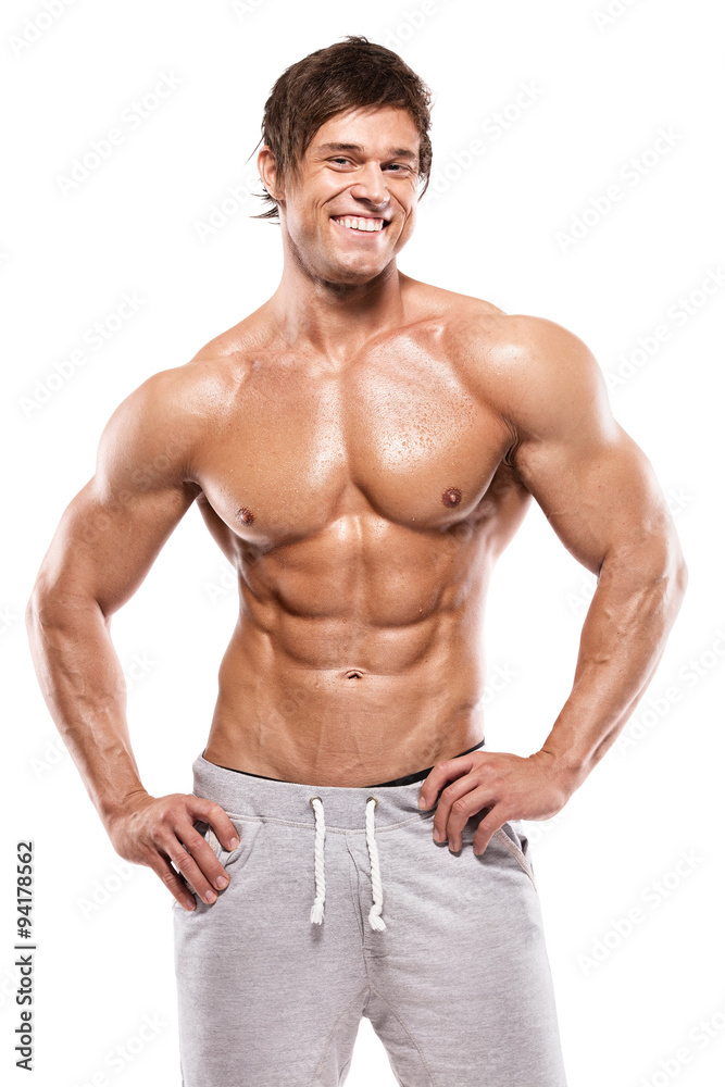 Strong Athletic Man showing muscular body Strong Athletic Man showing muscular body