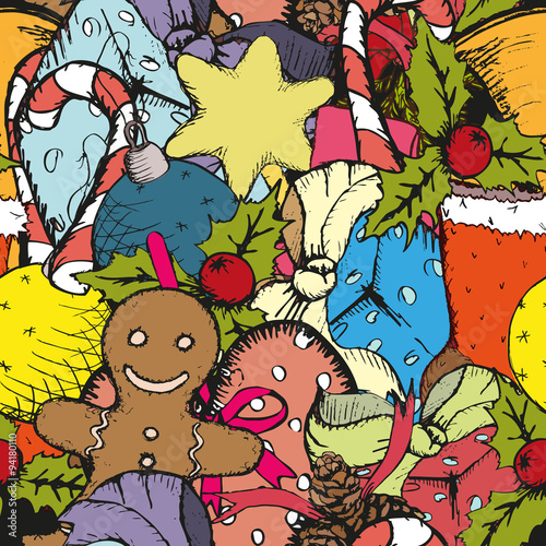 Christmas gifts seamless vector pattern.