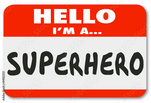 Hello I Am a Superhero Name Tag Sticker