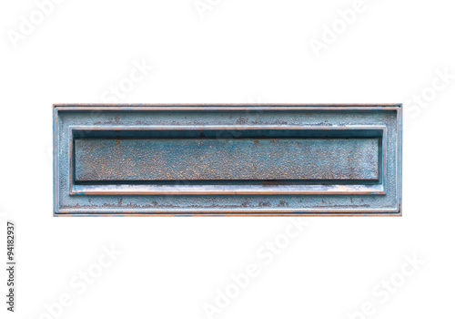 фотографія Old style metal letterbox isolated on white background