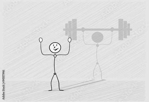 man with shadow dumbbell