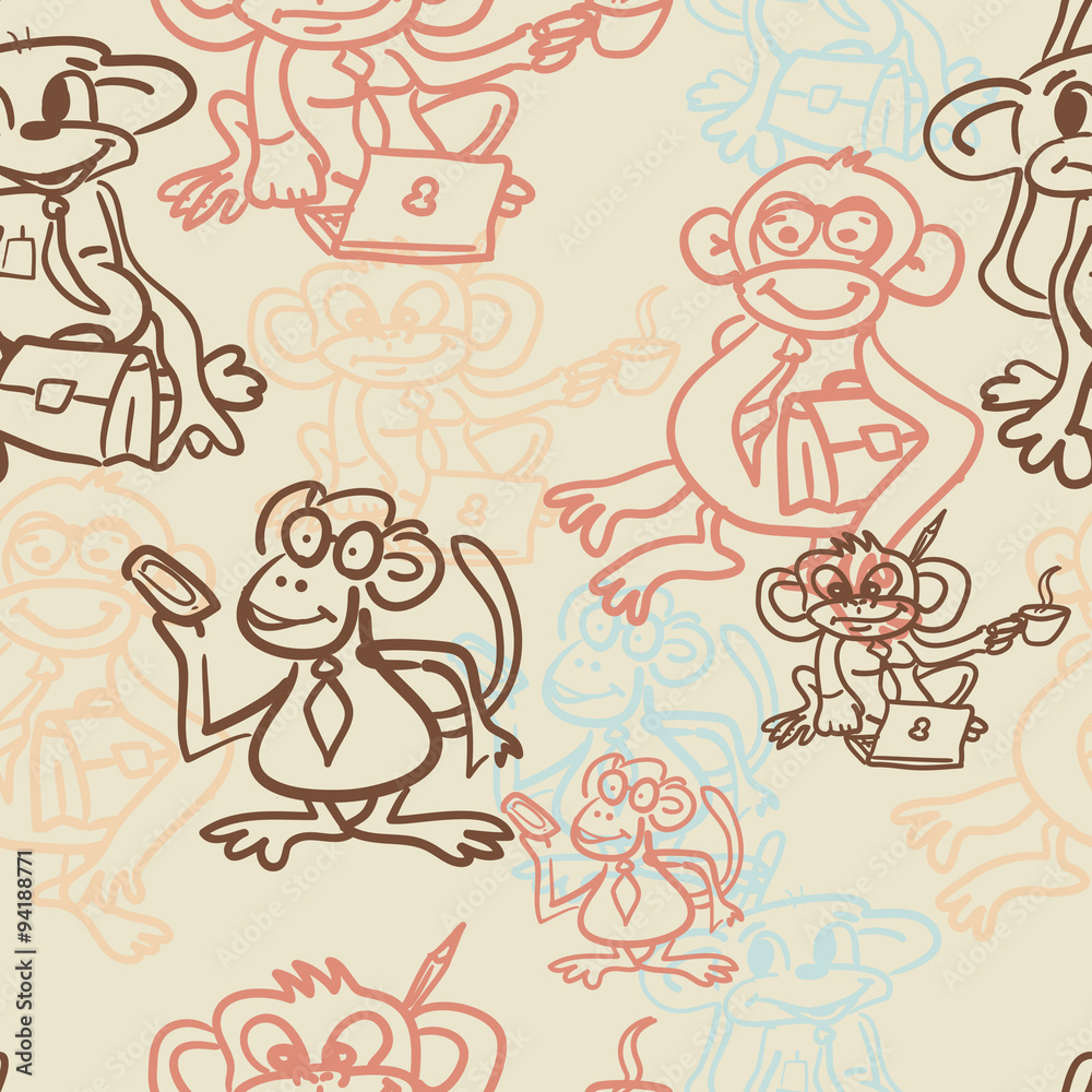 Seamless textile pattern of monkey business