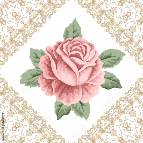 Vintage flower card with roses